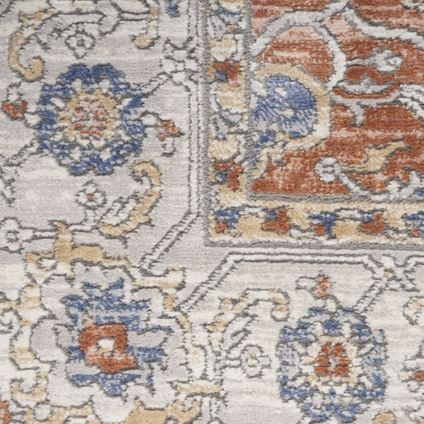 HomeRoots 9' Elegant Gray and Red Oriental Power Loom Area Rug - Durable, Stylish Design for Home Décor 9' X 12' 533275