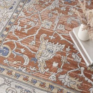 HomeRoots 9' Elegant Gray and Red Oriental Power Loom Area Rug - Durable, Stylish Design for Home Décor 9' X 12' 533275