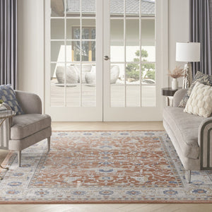 HomeRoots 9' Elegant Gray and Red Oriental Power Loom Area Rug - Durable, Stylish Design for Home Décor 9' X 12' 533275