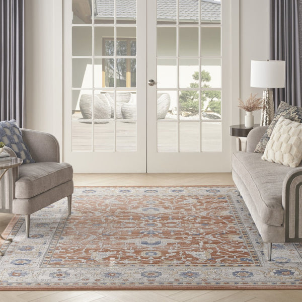 HomeRoots 9' Elegant Gray and Red Oriental Power Loom Area Rug - Durable, Stylish Design for Home Décor 9' X 12' 533275