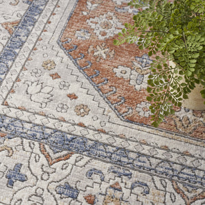 Homeroots 9' X 12' Blue And Beige Oriental Power Loom Area Rug  Polypropylene 533277