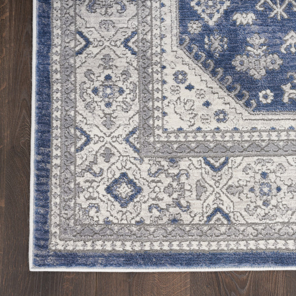 Homeroots 9' X 12' Ivory Blue And Gray Oriental Power Loom Area Rug  Polypropylene 533278