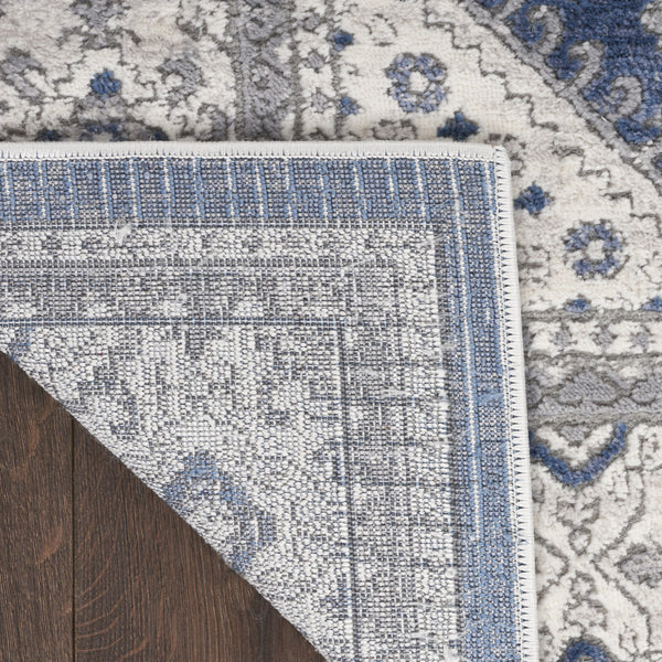 Homeroots 9' X 12' Ivory Blue And Gray Oriental Power Loom Area Rug  Polypropylene 533278