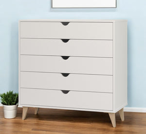 Homeroots 36" Elegant Five Drawer Dresser - Enhance Your Space With Stylish Storage & Timeless Design White Manufactured Wood 533281