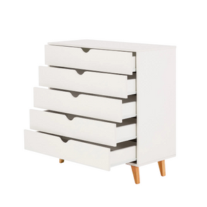 Homeroots 36" Elegant Five Drawer Dresser - Enhance Your Space With Stylish Storage & Timeless Design White Manufactured Wood 533281