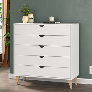 Homeroots 36" Elegant Five Drawer Dresser - Enhance Your Space With Stylish Storage & Timeless Design White Manufactured Wood 533281