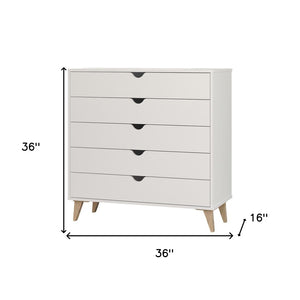 Homeroots 36" Elegant Five Drawer Dresser - Enhance Your Space With Stylish Storage & Timeless Design White Manufactured Wood 533281