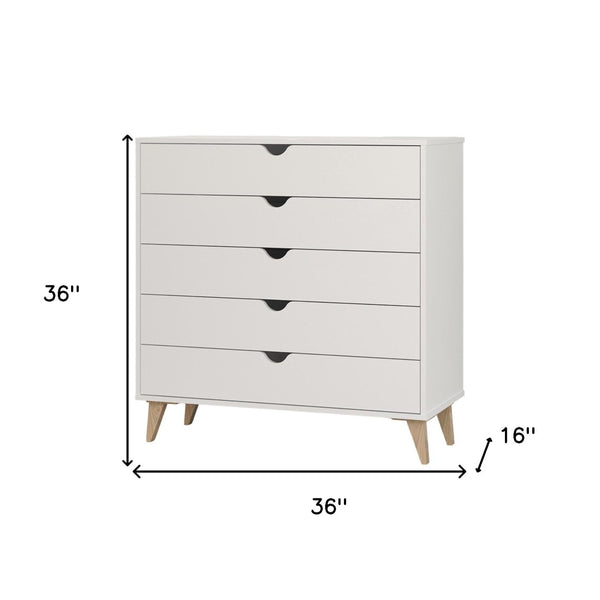 Homeroots 36" Elegant Five Drawer Dresser - Enhance Your Space With Stylish Storage & Timeless Design White Manufactured Wood 533281