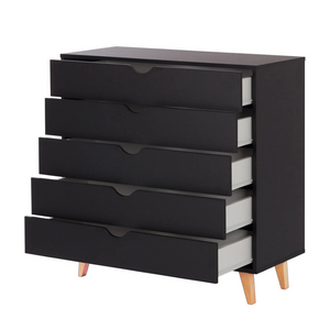 Homeroots 36" Elegant Five Drawer Dresser - Enhance Your Space With Stylish Storage & Timeless Design Black Manufactured Wood 533282