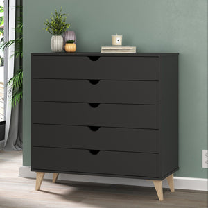 Homeroots 36" Elegant Five Drawer Dresser - Enhance Your Space With Stylish Storage & Timeless Design Black Manufactured Wood 533282
