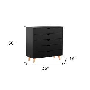 Homeroots 36" Elegant Five Drawer Dresser - Enhance Your Space With Stylish Storage & Timeless Design Black Manufactured Wood 533282