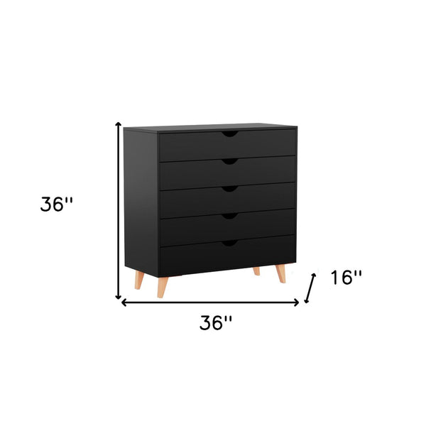 Homeroots 36" Elegant Five Drawer Dresser - Enhance Your Space With Stylish Storage & Timeless Design Black Manufactured Wood 533282