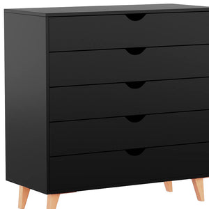 Homeroots 36" Elegant Five Drawer Dresser - Enhance Your Space With Stylish Storage & Timeless Design Black Manufactured Wood 533282