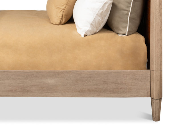 Sarreid Marcus King Bed - Hand Woven Leather With Flaky Pine Finish & Hand Forged Iron Craftsmanship Brown  53328