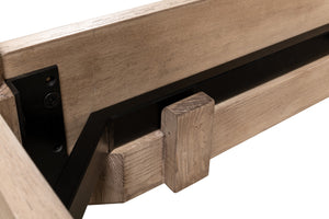 Sarreid Marcus King Bed - Hand Woven Leather With Flaky Pine Finish & Hand Forged Iron Craftsmanship Brown  53328