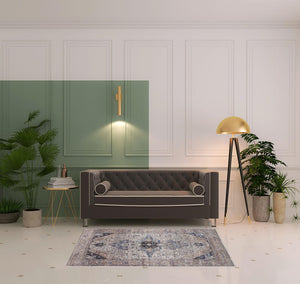 Homeroots 4' X 6' Ivory And Blue Oriental Power Loom Distressed Washable Non Skid Area Rug  Polyester 533291