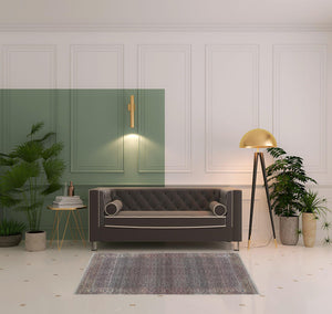 Homeroots 4' X 6' Ivory Blue And Gray Oriental Power Loom Distressed Washable Non Skid Area Rug  Polyester 533292