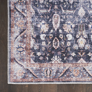 Homeroots 4' X 6' Blue And Ivory Oriental Power Loom Distressed Washable Non Skid Area Rug  Polyester 533293