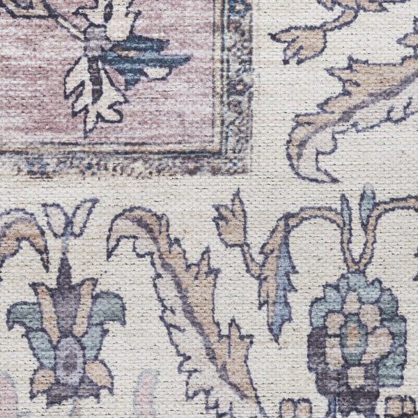 HomeRoots 5' Beige and Gray Oriental Area Rug - Distressed, Machine Washable, Non-Skid for Effortless Style 5' X 8' 533301