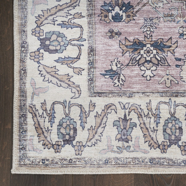 HomeRoots 5' Beige and Gray Oriental Area Rug - Distressed, Machine Washable, Non-Skid for Effortless Style 5' X 8' 533301