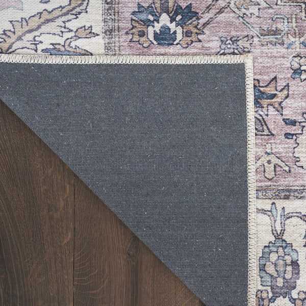 Homeroots 5' X 7' Beige And Gray Oriental Power Loom Distressed Washable Non Skid Area Rug  Polyester 533301