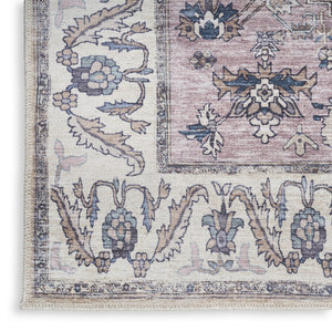 HomeRoots 5' Beige and Gray Oriental Area Rug - Distressed, Machine Washable, Non-Skid for Effortless Style 5' X 8' 533301