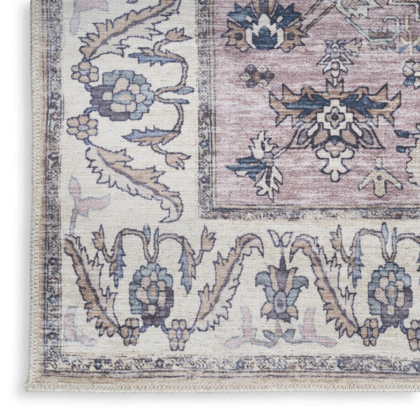HomeRoots 5' Beige and Gray Oriental Area Rug - Distressed, Machine Washable, Non-Skid for Effortless Style 5' X 8' 533301