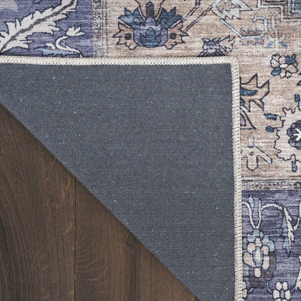 Homeroots 5' X 7' Blue And Green Oriental Power Loom Distressed Washable Non Skid Area Rug  Polyester 533303