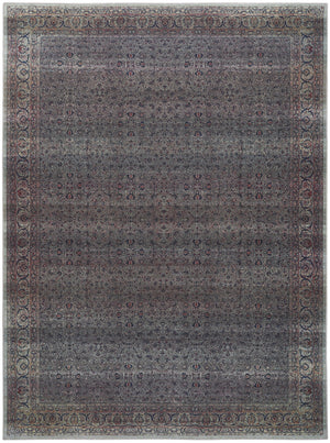 Homeroots 5' X 7' Blue And Brown Oriental Power Loom Distressed Washable Non Skid Area Rug  Polyester 533305