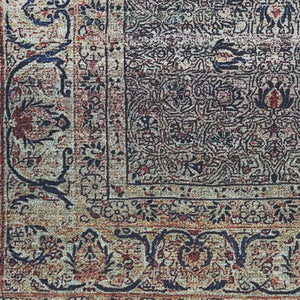 HomeRoots 5' Blue and Brown Oriental Area Rug – Durable Power Loomed Design with Vintage Distressed Finish 5' X 8' 533305