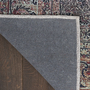 Homeroots 5' X 7' Blue And Brown Oriental Power Loom Distressed Washable Non Skid Area Rug  Polyester 533305