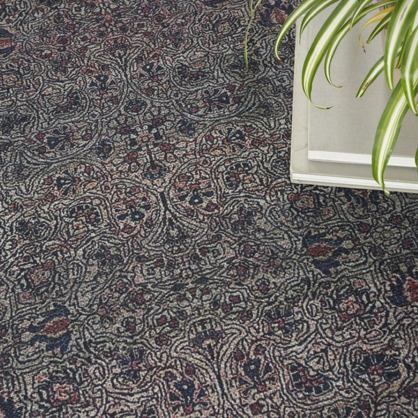 HomeRoots 5' Blue and Brown Oriental Area Rug – Durable Power Loomed Design with Vintage Distressed Finish 5' X 8' 533305