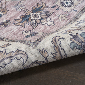 Homeroots 8' X 10' Beige And Gray Oriental Power Loom Distressed Washable Non Skid Area Rug  Polyester 533327