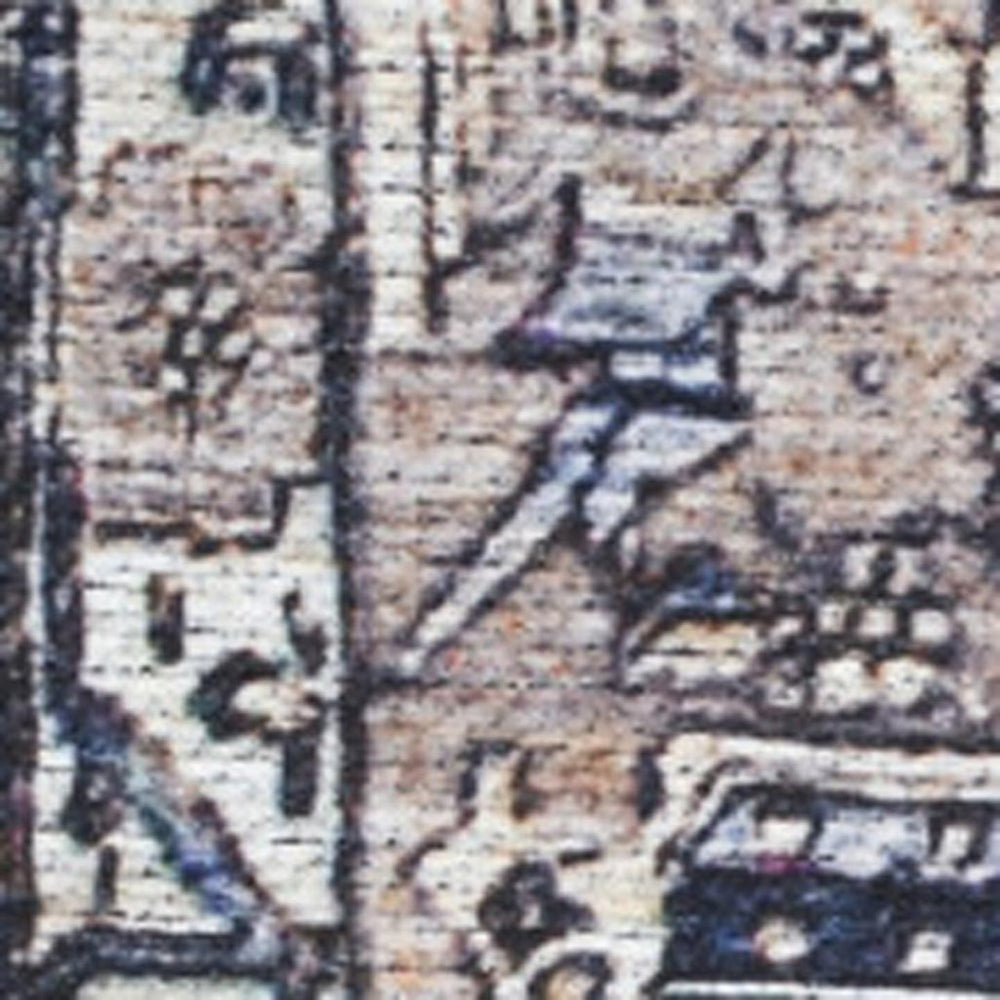 HomeRoots 5' Ivory and Blue Oriental Area Rug - Power Loomed, Distressed, Washable, Non-Skid for Easy Care 8' X 10' 533330