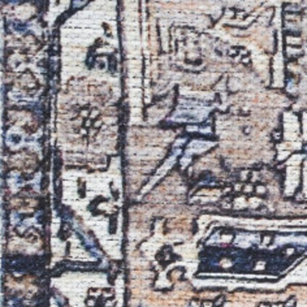 HomeRoots 5' Ivory and Blue Oriental Area Rug - Power Loomed, Distressed, Washable, Non-Skid for Easy Care 8' X 10' 533330