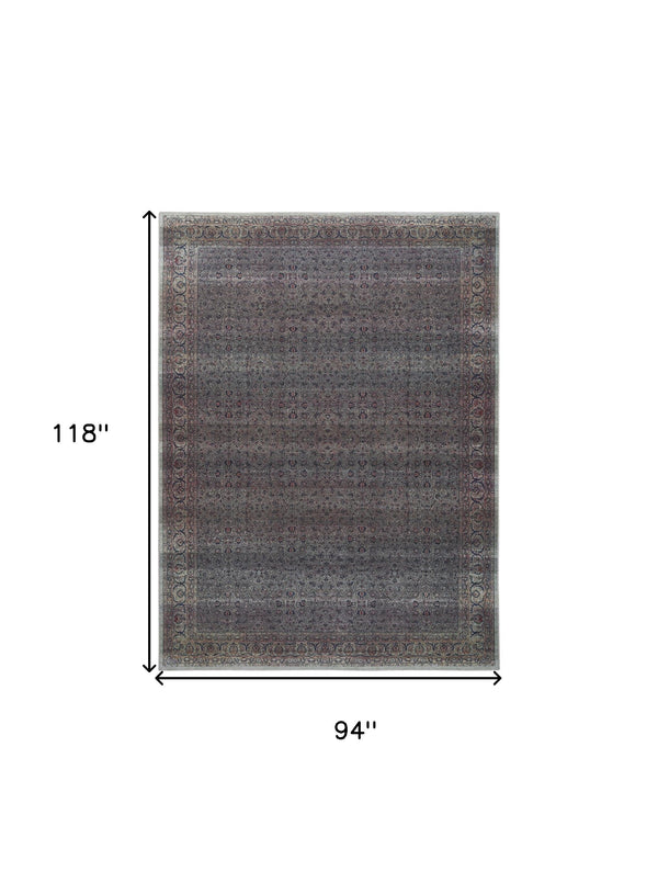 Homeroots 8' X 10' Blue And Brown Oriental Power Loom Distressed Washable Non Skid Area Rug  Polyester 533331