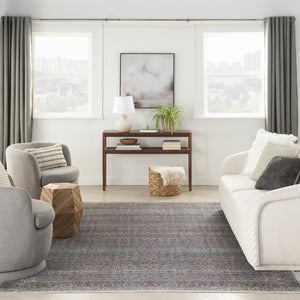 Homeroots 8' X 10' Blue And Brown Oriental Power Loom Distressed Washable Non Skid Area Rug  Polyester 533331