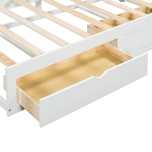 English Elm Wooden Twin to King Daybed with Trundle and Storage Drawers for Guest Rooms White N708P336539K