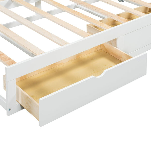 English Elm Wooden Twin to King Daybed with Trundle and Storage Drawers for Guest Rooms White N708P336539K