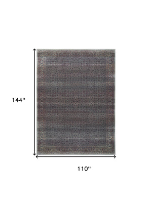 Homeroots 9' X 12' Blue And Brown Oriental Power Loom Distressed Washable Non Skid Area Rug  Polyester 533344