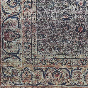 Homeroots 9' X 12' Blue And Brown Oriental Power Loom Distressed Washable Non Skid Area Rug  Polyester 533344