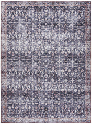 Homeroots 9' X 12' Blue And Ivory Oriental Power Loom Distressed Washable Non Skid Area Rug  Polyester 533345
