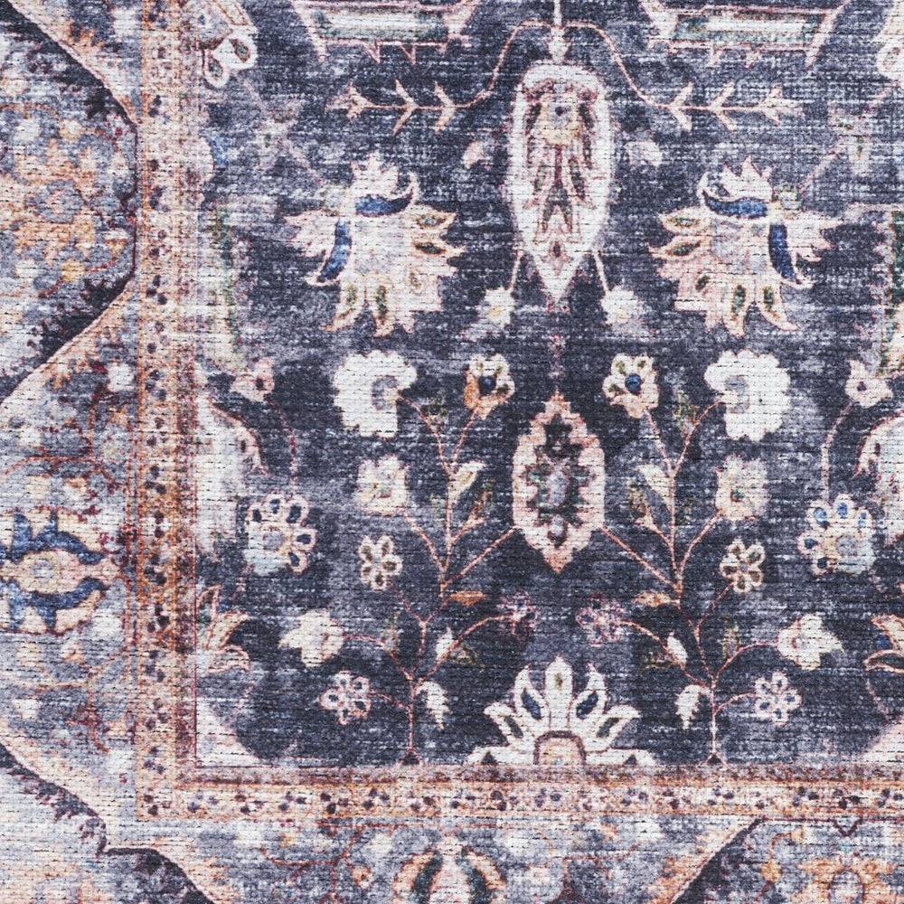 HomeRoots 5' Blue and Ivory Oriental Area Rug - Vintage-Inspired, Distressed Design, Washable, Non-Skid Style 9' X 12' 533345
