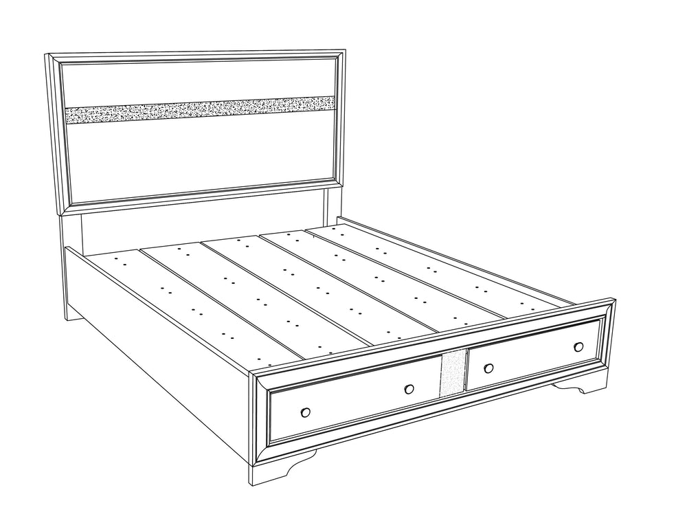 English Elm Madrid Full Bed In Rich Black Laminate With Storage Drawers And Contemporary Silver Accents B078S00621