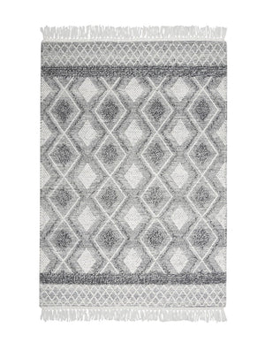 HomeRoots 5' Teal Ivory and Gray Floral Medallion Handmade Area Rug with Fringe - Elevate Your Space Elegantly 5' X 8' 533372