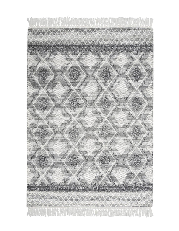 HomeRoots 5' Teal Ivory and Gray Floral Medallion Handmade Area Rug with Fringe - Elevate Your Space Elegantly 5' X 8' 533372