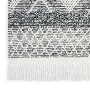 HomeRoots 5' Teal Ivory and Gray Floral Medallion Handmade Area Rug with Fringe - Elevate Your Space Elegantly 5' X 8' 533372