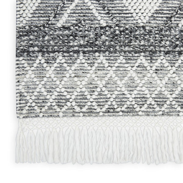 HomeRoots 5' Teal Ivory and Gray Floral Medallion Handmade Area Rug with Fringe - Elevate Your Space Elegantly 5' X 8' 533372