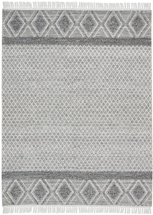 Homeroots 8' X 11' Gray And Ivory Geometric Hand Woven Area Rug With Fringe  Polyester 533373
