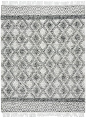 Homeroots 8' X 11' Gray And Ivory Geometric Hand Woven Area Rug With Fringe  Polyester 533375